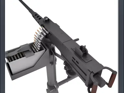 M2 Browning MG Machine Gun on Stands 3D model