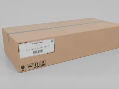Cardboard Box R-492 - Rigged and Customizable Low-poly 3D model