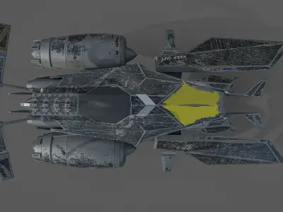 Spacecraft star wars spaceship flying in air Low-poly 3D model