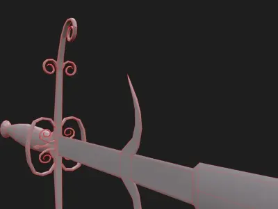 Bastard Sword Low-poly 3D model 3