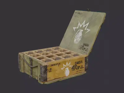 US Grenade Cache Crate Military Explosive Box Low-poly 3D model