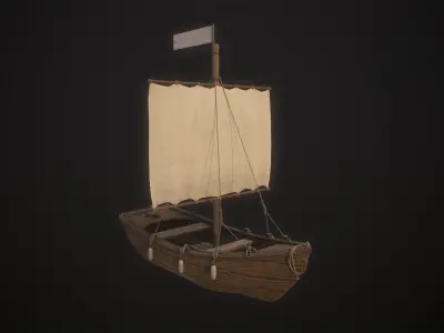 Stylized Boat Low-poly 3D model