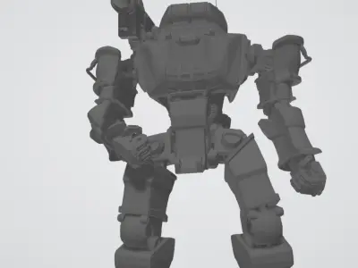 Futuristic mech with mounted tank canon 3D print model