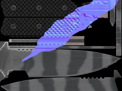 Combat knife Low-poly 3D model 16