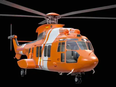 Eurocopter EC-225 Super Puma Rescue Helicopter PBR 3D model