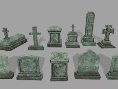 tombstone 1 gravestones and crosses Low-poly 3D model