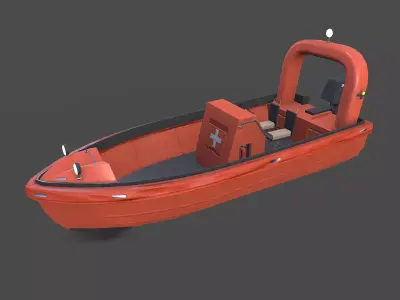 Fast Rescue Boat Low-poly PBR Low-poly 3D model