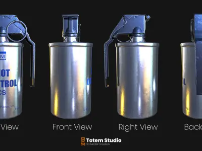 Tear Gas Grenade Riot Control Low-poly 3D model