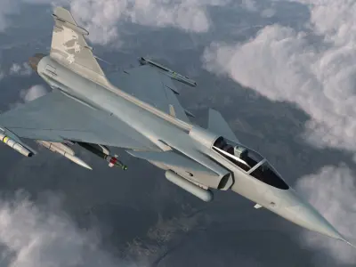  Fighter Aircraft Saab JAS 39 Gripen Rigged 