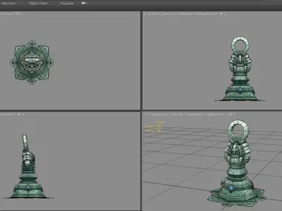 Cartoon humanoid statue arrow tower - Attack Tower Low-poly 3D model