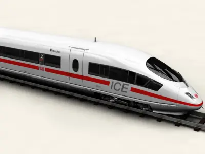 ICE 3 high speed train on tracks 3D model