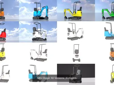 Mini Digger All Versions 3D Model Pack