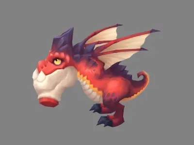Cartoon Fire Dragon - Baby Wyvern Low-poly 3D model
