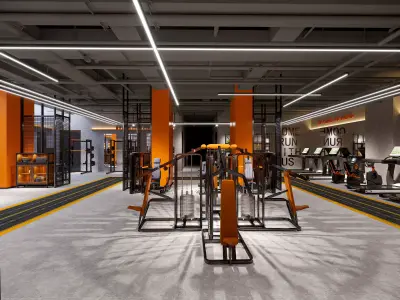 3D model of gym showroom and equipment 3D model