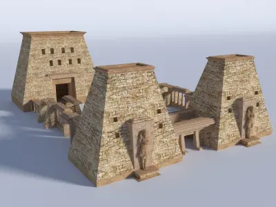 Ancient Egyptian Civilization 3d Model Building  Low-poly 3D model