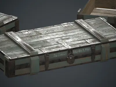 Old Wooden Weapon Case 1 PBR Game Ready Low-poly 3D model