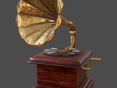Gramophone Music Box Record Player Low-poly 3D model