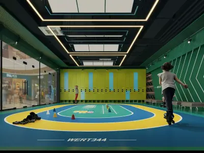 Indoor Roller Skating Rink Kids Training Center Scene 3D model
