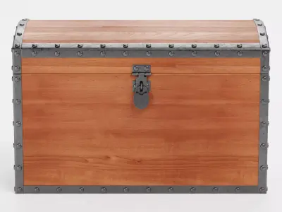 Chest - Vintage Wooden Treasure Trunk Rigged 3D model