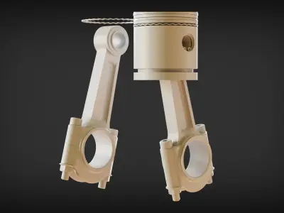 Car Engine Piston - Crankshaft SolidWorks and Blender 3D Low-poly 3D model