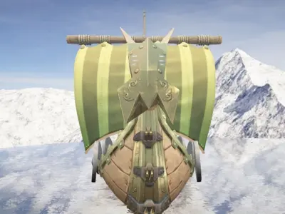 Viking Ship Fortified Low-poly 3D model