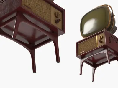 Vintage Philco Predicta Television with Stand Mahogany Brown Old 3D model