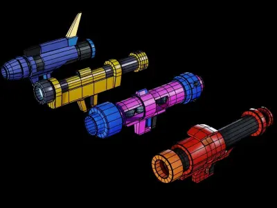 Low poly Guns different colored Low-poly 3D model