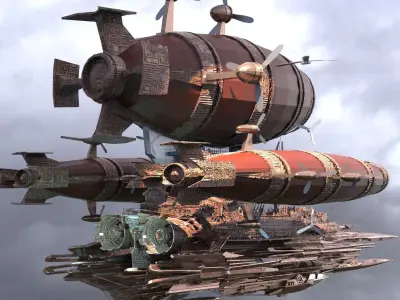 Red Flame Airship 3D model