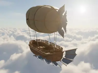 Fantasy Steampunk Airship Free low-poly 3D model