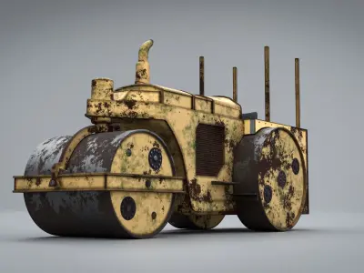 Rusted Rollar  machine Low-poly 3D model