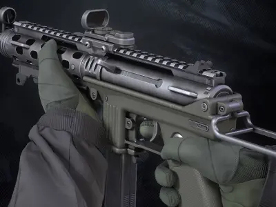 PM-33 SMG With hands And Weapon Case Low-poly 3D model