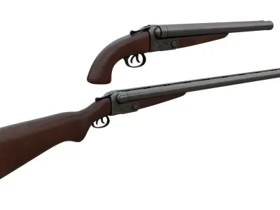Double Barrel Low-poly 3D model purchase