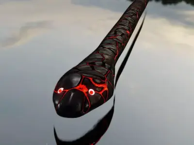 Snake spatula in reflection of cloudy sky Low-poly 3D model