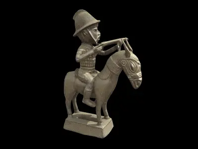 Equestrian Portuguese Soldier Low-poly 3D model