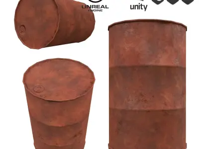  Low-poly 3D model rusty metal barrel Free low-poly 3D model