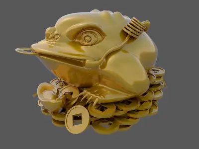 Sculpture-003 gold frog 3D model