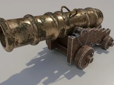 Old Vessel Cannon Low-poly 3D model