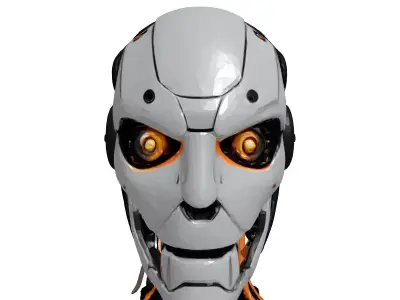 Damaged Robot Head Exposed Cables 3D model