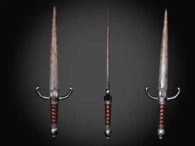 Dagger two swords Low-poly 3D model