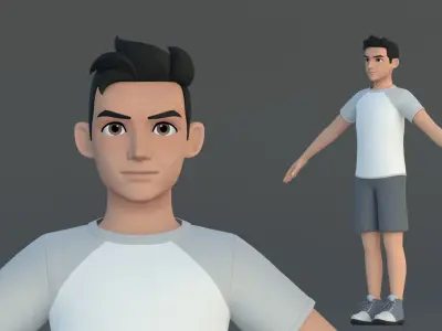 Michael Cartoon Man Character Low-poly 3D model