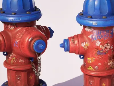  Fire Hydrant Mario Bros Game-Ready with PBR textures Low-poly 3D model