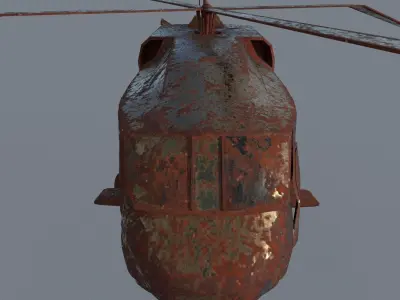 Old Abandoned Wrecked Rusted Bell CH-146 Griffon Chopper Vehicle 3D model
