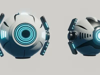 Sci Fi Ball Scanner Drone Low-poly 3D model