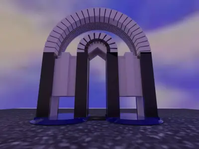 antique 3D archway with sky behind it Free 3D model