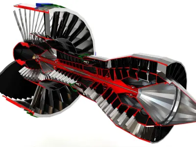 Turbofan engine 3D model by Prestations3d