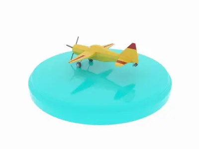 Airplane cartoon - 02 Low-poly 3D model