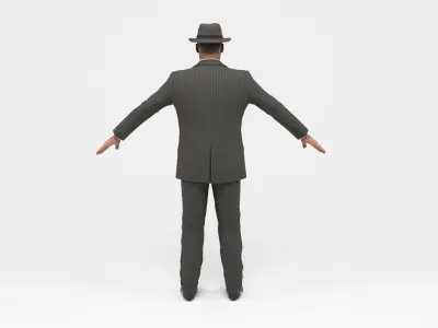 Gangster 1 man in suit with gun Low-poly 3D model