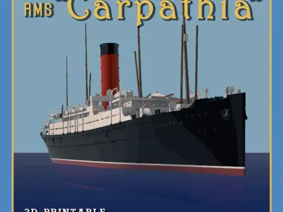 RMS Carpathia full hull and waterline printable model 3D print model