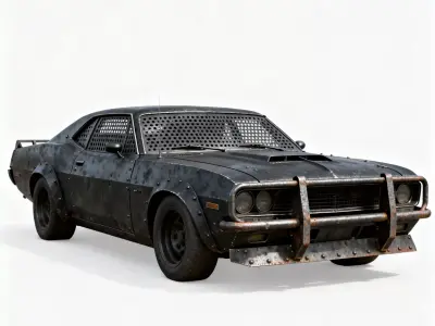 Road Warrior Armored Muscle Sedan 3D Model Low-poly 3D model