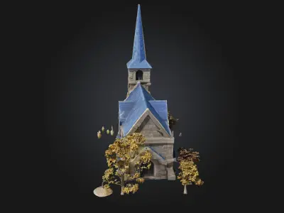 Miniature Stone Chapel  Tiny Sanctuary with Timeless Charm 3D model